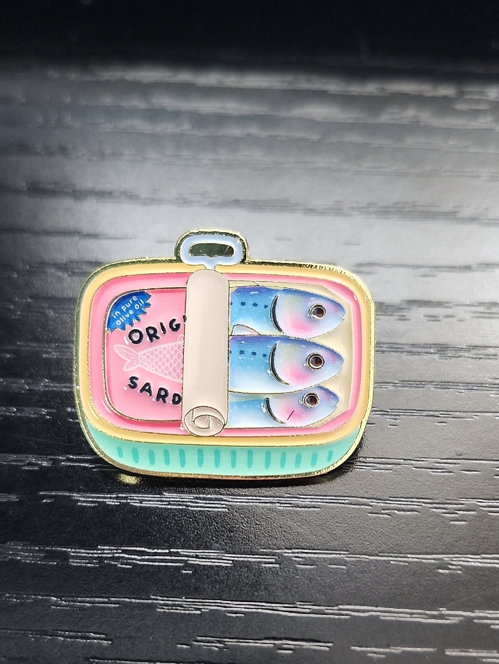 Sardine Tin Enamel Pin - Pink, Blue & Mint